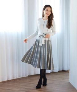 クイーンズコート  ニット配色ワンピース≪手洗い可能≫