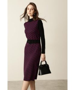 ピンキー アンド ダイアン  ジオメトリックジャカードニットワンピース