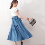 プロポーション　ボディドレッシング  ｜美人百花6月号掲載商品｜《EDIT COLOGNE》ビッグリボンギャザーカラーフレアスカート