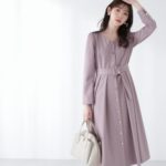 プロポーション　ボディドレッシング  フロント釦タックフレアワンピース